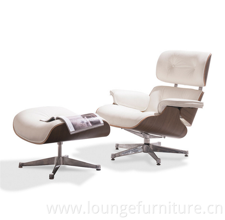 Real Leather Comfortable Chair Designed Chair Modern Wooden Leather Leisure Chair